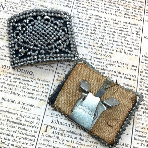 Vintage Pair HOLFAST Cut Steel Shoe Clips Victorian - Picture 5 of 8